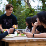 students eating fruit