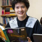 student reading a book