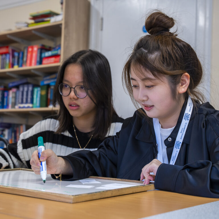 students happily learning