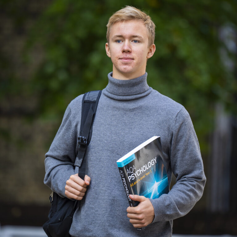 student walking to class