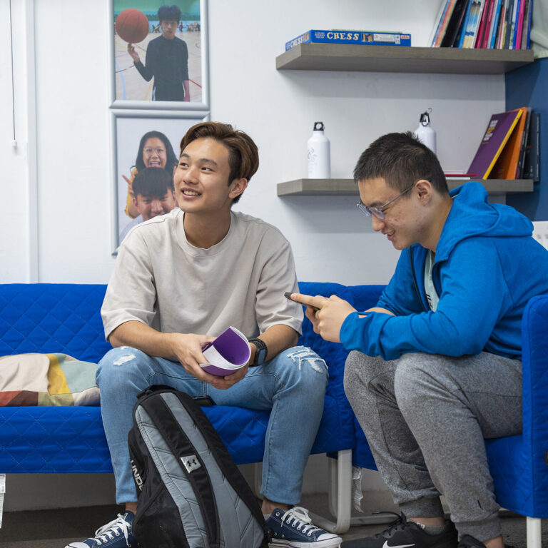 students chatting
